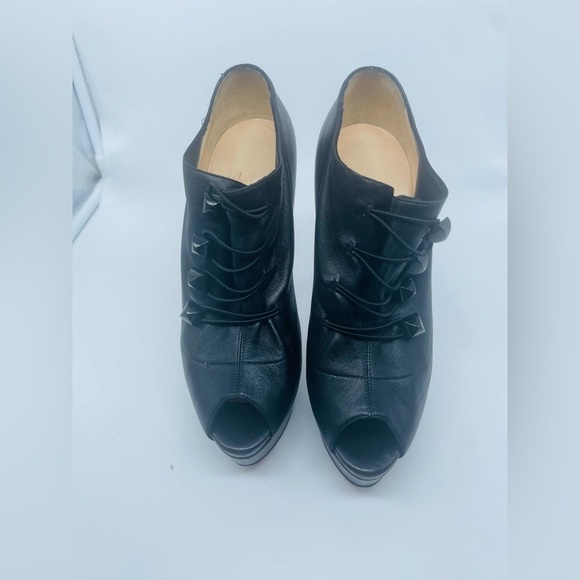 Christian Louboutin Black leather Loubout Pyramid 150mm ankle bootie EU 38.5 - Picture 6 of 13